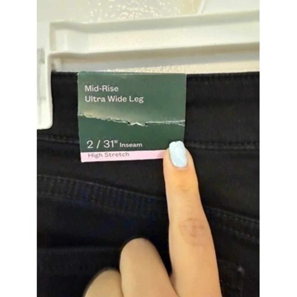 Wild Fable Womens Mid Rise Ultra Wide Leg Jeans Black High Stretch Size 2